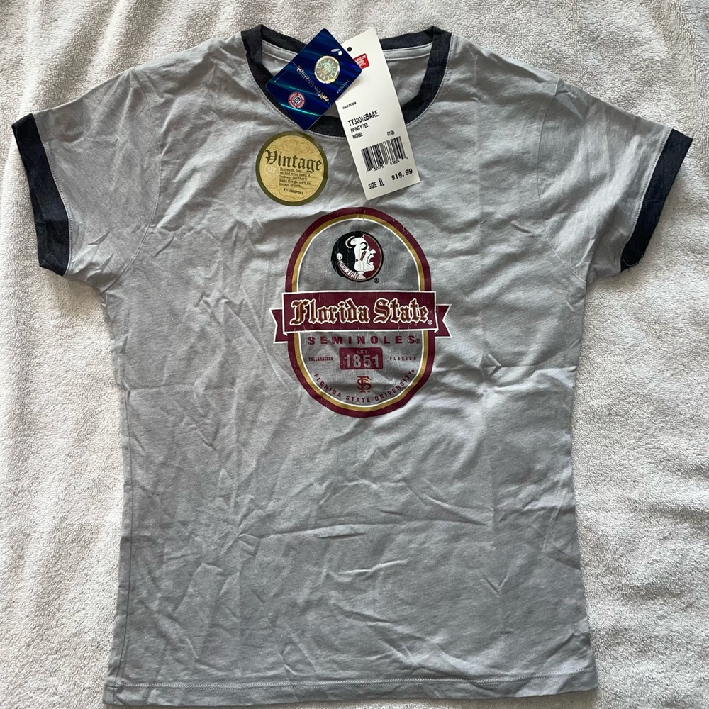 NEW -Jansport FSU Seminoles Light Gray Ringer Tee